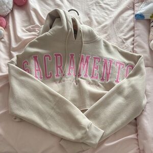 Sacramento Beige Hoodie with Pink Accents